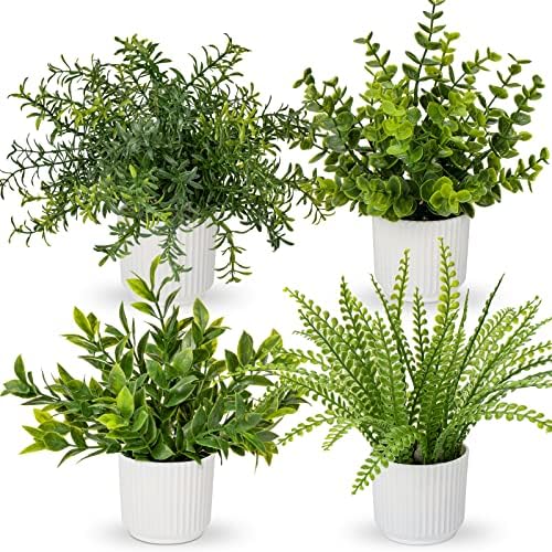 Hollyone 4 Pack Artificial Potted Plants Indoor Decor