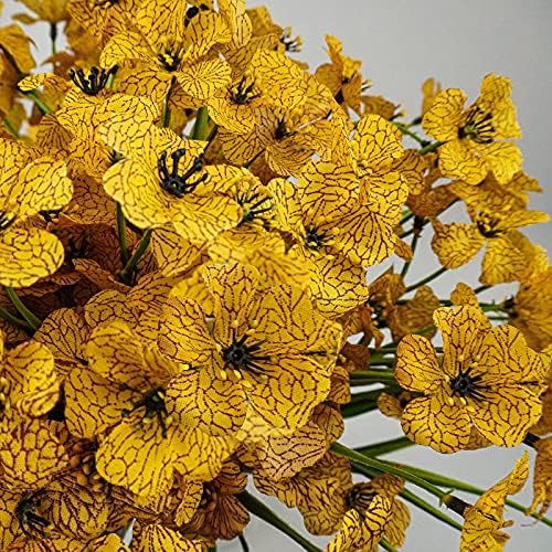 Uieke 72 Bundle UV Resistant Yellow Artificial Flowers for Outdoor Use