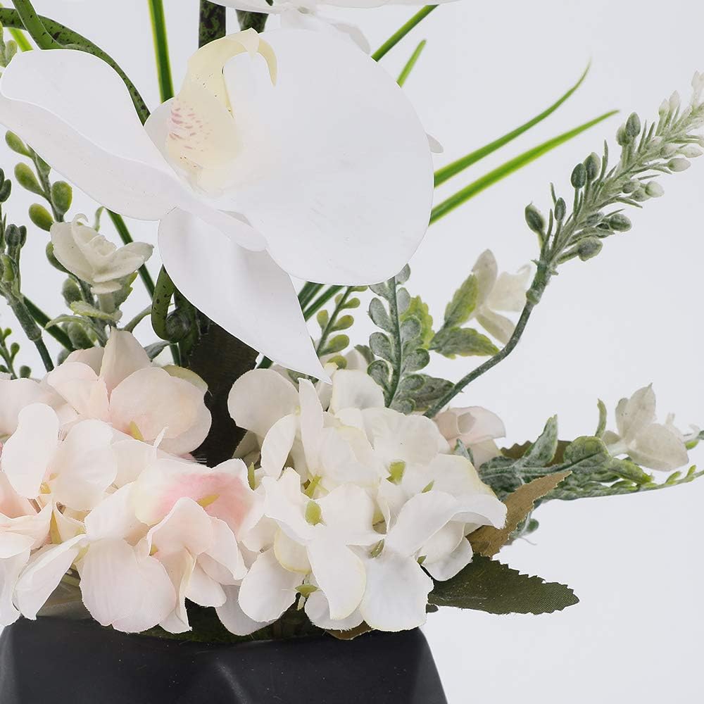 LESING Artificial Orchid Arrangement with Black Vase 1