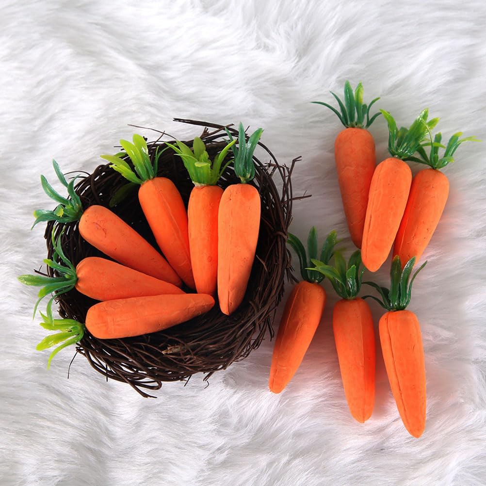 LOGOFUN 12PCS Artificial Carrots for DIY Easter Decor
