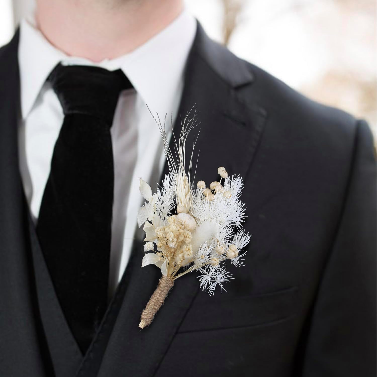 Rinlong 6Pcs Assorted Dried Flower Boutonniere for Men