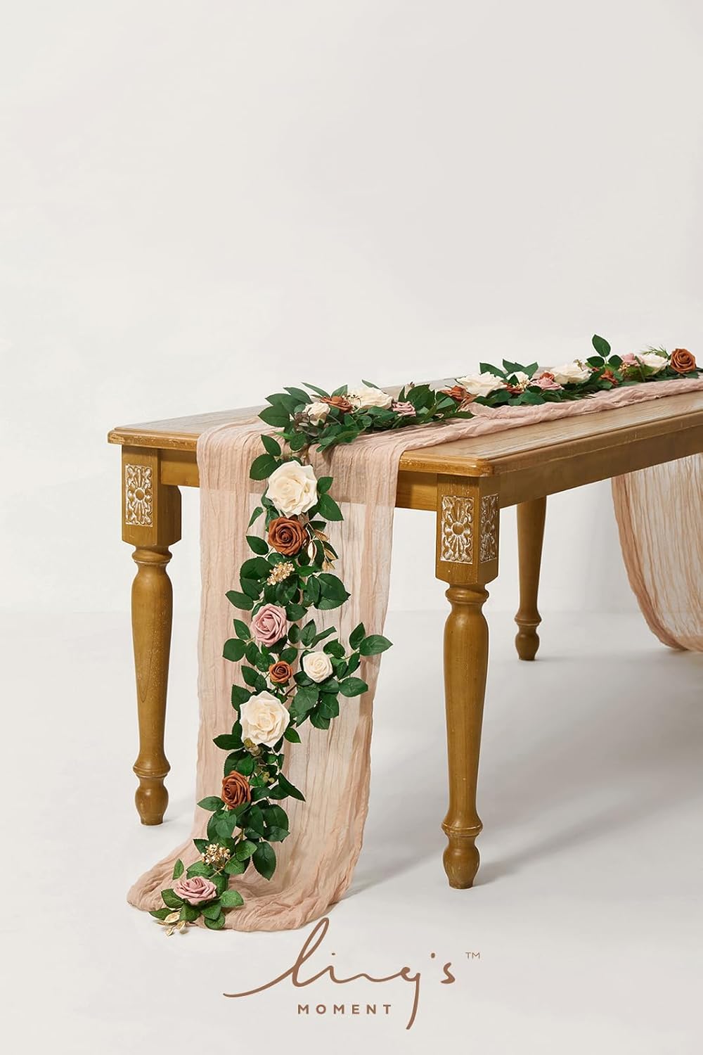 Lings Moment 5FT Artificial Rose Garland Ivory Arch Decor
