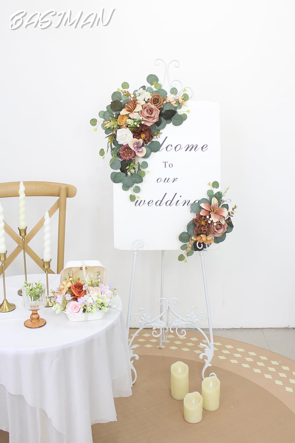 BASIMAN 2pcs Artificial Flowers Wedding Arch Decor