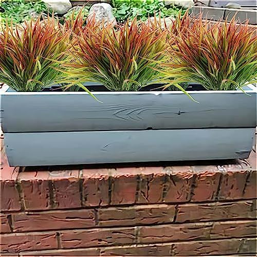 SzJias Artificial Grass Plants for Home Garden 12 Pcs UV Resistant