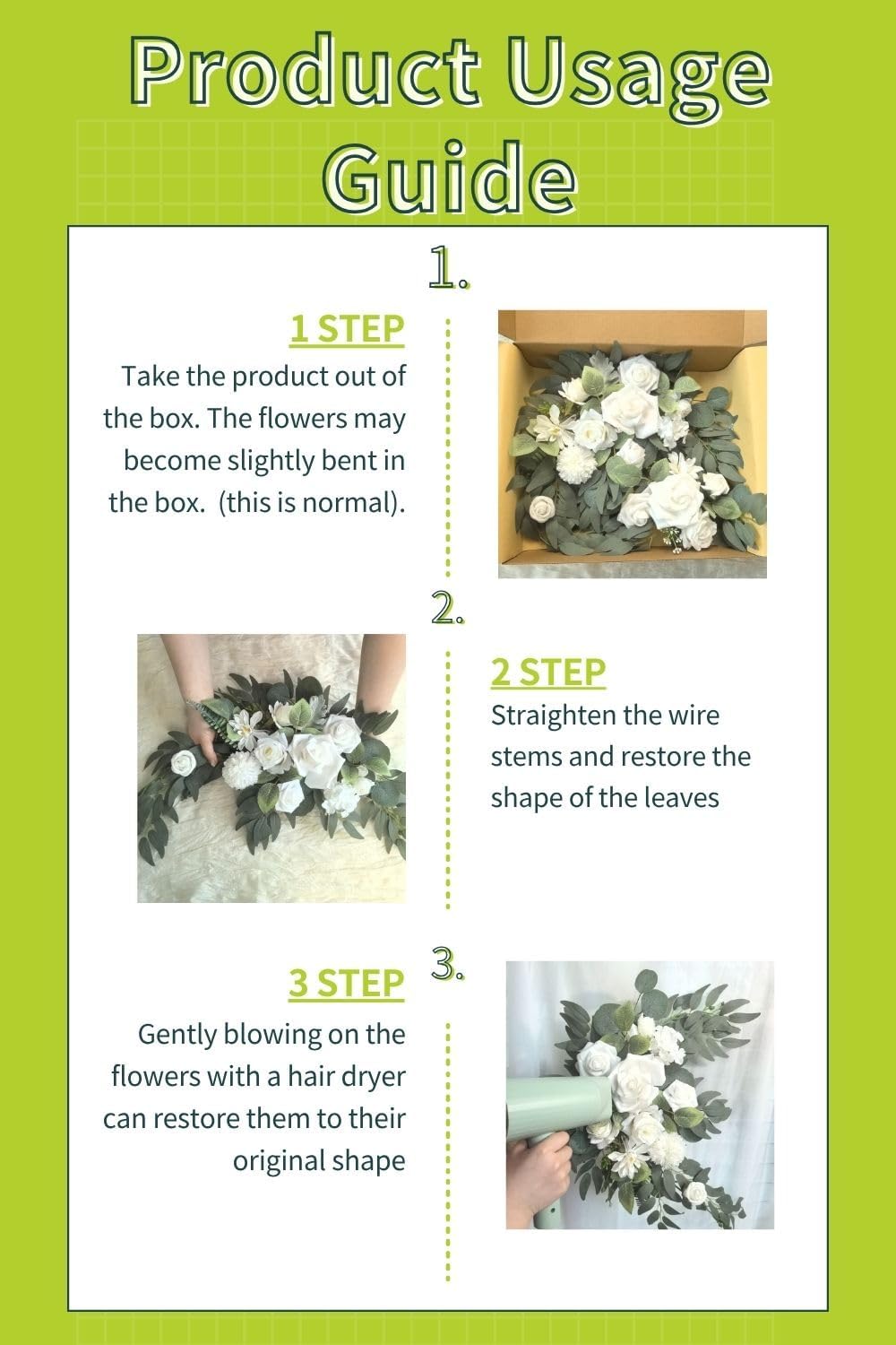 Muhanjia Wedding Sign Faux Flower Swag Pack of 2