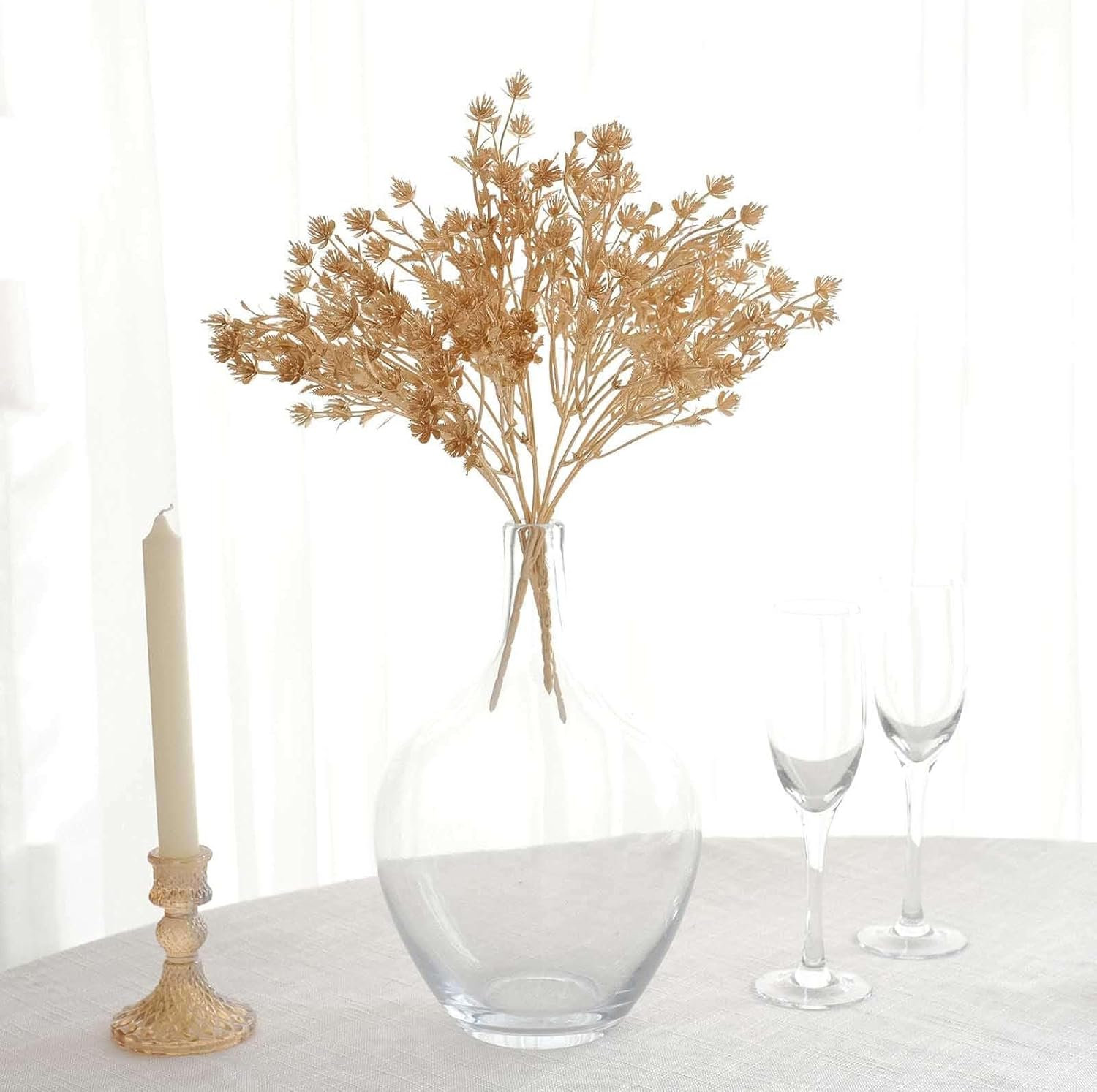 Efavormart 4 Pack Metallic Gold Babys Breath Flower Bouquets
