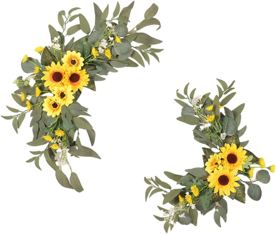 GOLDY WENDY Yellow Sunflowers Decor Flower Swag Pack of 2