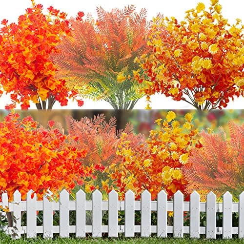 12 Bundles Artificial Fall Flowers UV Resistant Autumn Decor