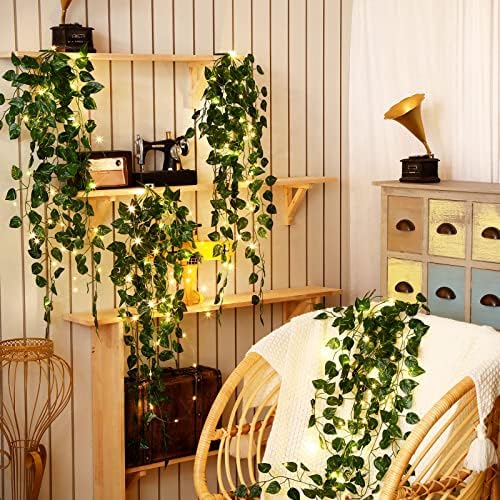 Mudder Fake Ivy Vines with Lights LED Artificial Hanging Decor