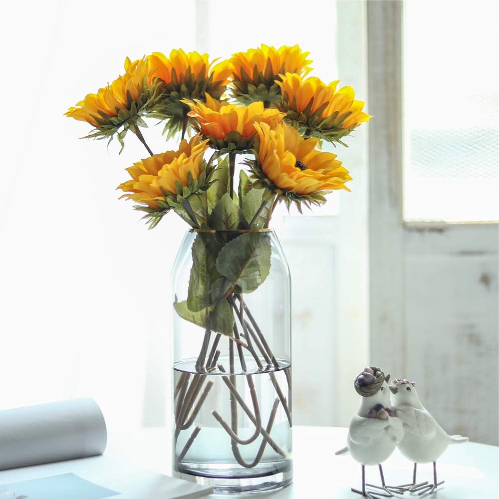Hawesome Artificial Sunflowers Bouquet 7 Pcs Gold