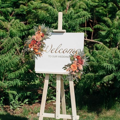 2 Pieces Orange Artificial Flowers Wedding Arch Wreath