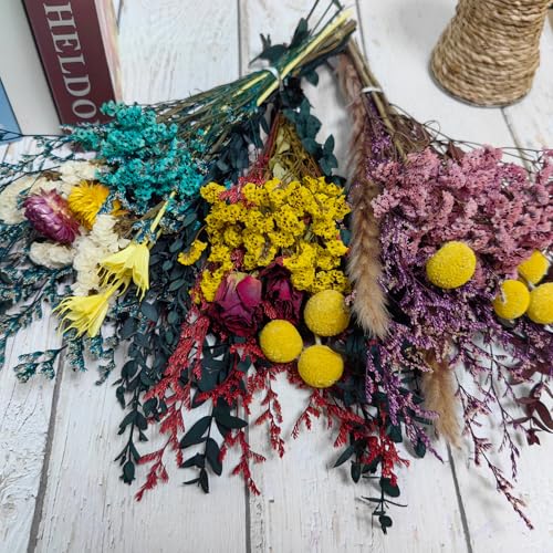 LBREVOGA Dried Flower Bouquet - 15 Inches Blue Design