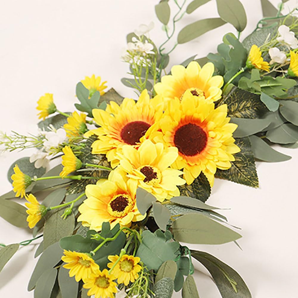 GOLDY WENDY Yellow Sunflowers Decor Flower Swag Pack of 2