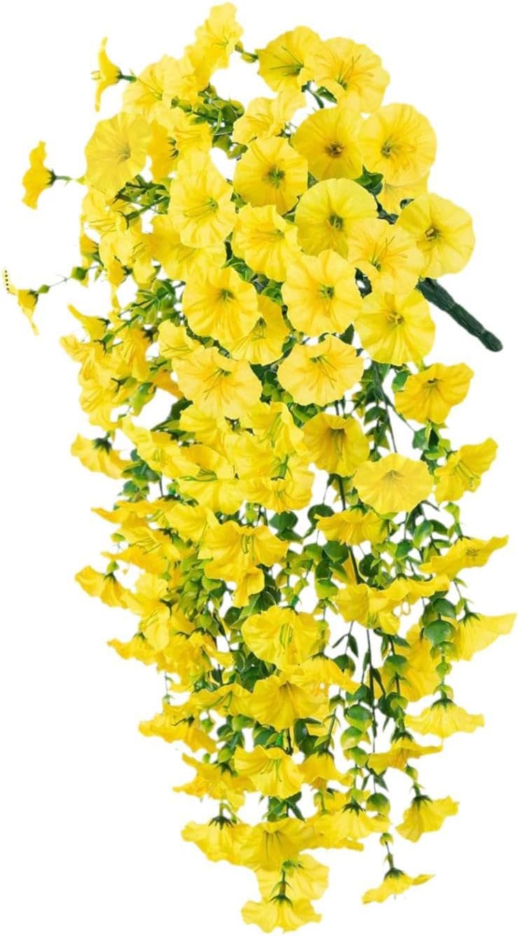 Artificial Hanging Flowers Spring Teardrop Swag Indoor Outdoor Yellow