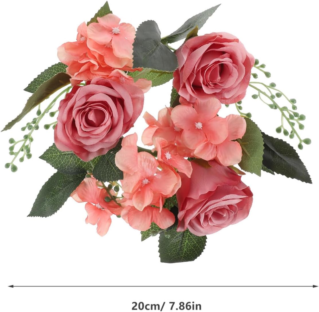PRETYZOOM 3PCS Artificial Rose Candle Wreaths