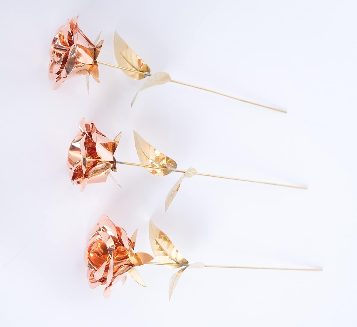 65 Inch Golden Metal Rose Sculpture - Hand Forged Copper Flower Gift