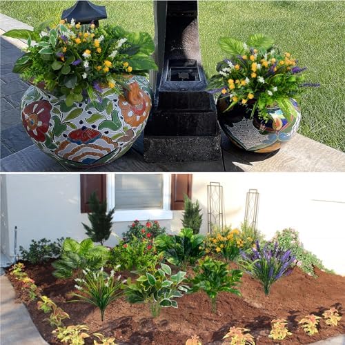 19 Piece Fake Plants Set for Outdoor Decor