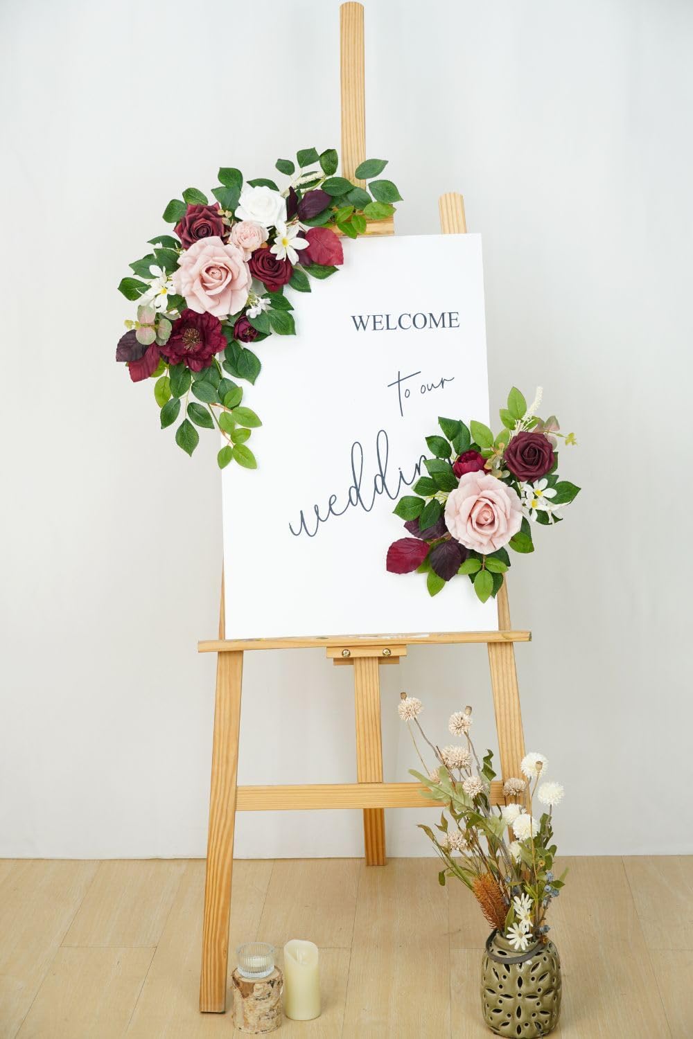 Piklado Wedding Decor Welcome Sign Flower Backdrop Garland 1
