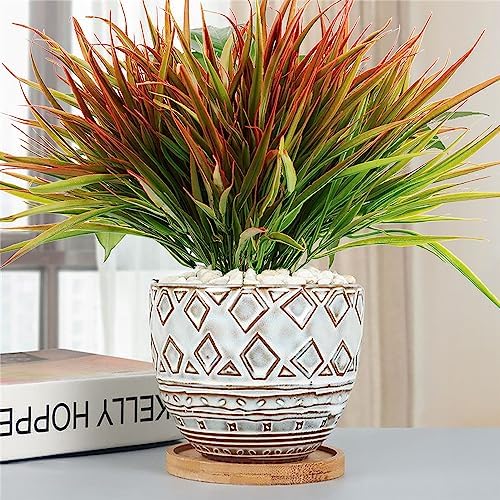 SzJias Artificial Grass Plants for Home Garden 12 Pcs UV Resistant