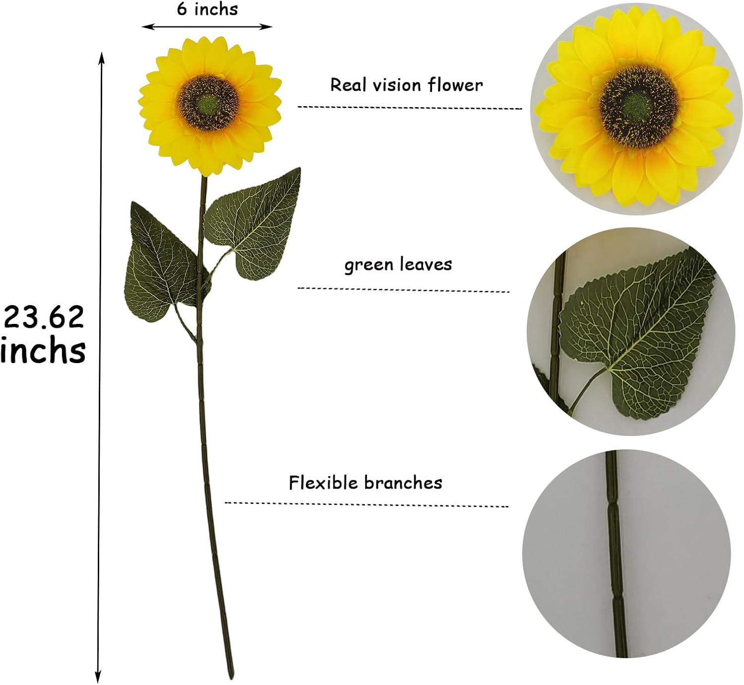 8PCS Artificial Yellow Sunflower Home Decor Set