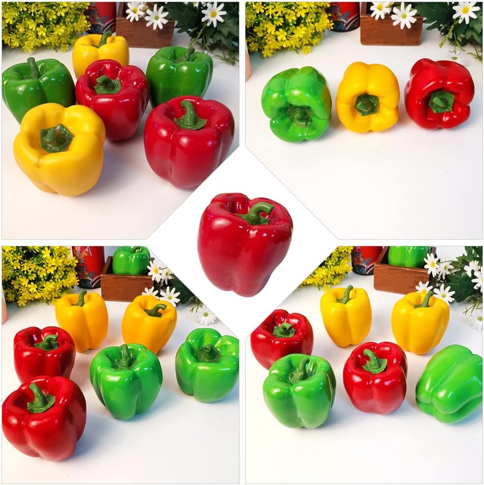 LUOZZY 4 Pcs Realistic Red Bell Pepper Artificial Vegetables 1