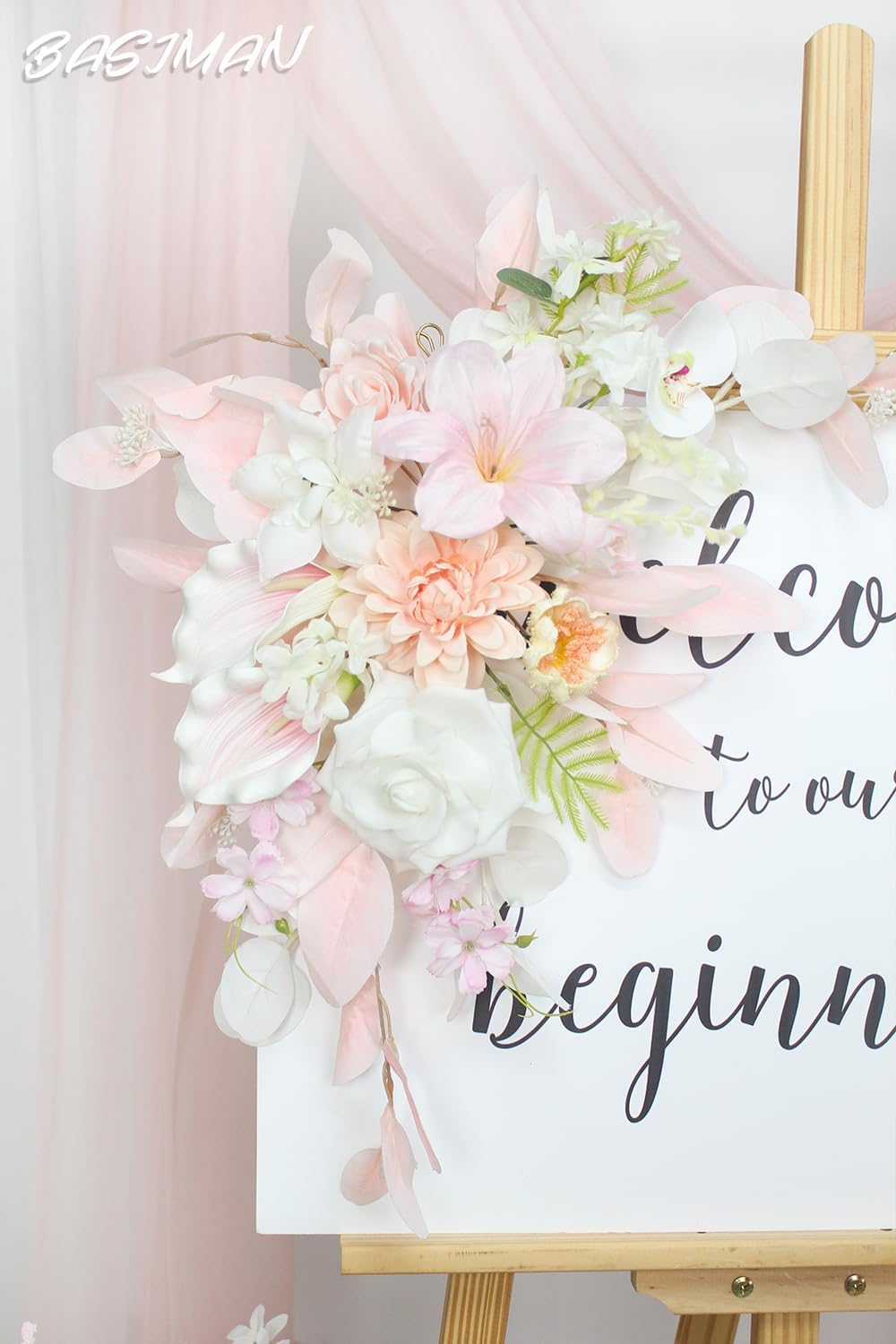 BASIMAN Set of 2 Wedding Flowers and Welcome Sign