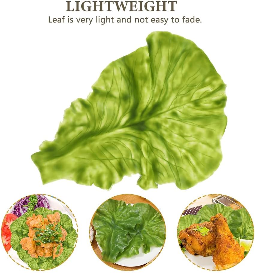LOGOFUN 5Pcs Artificial Lettuce Leaves Lifelike Decor Props