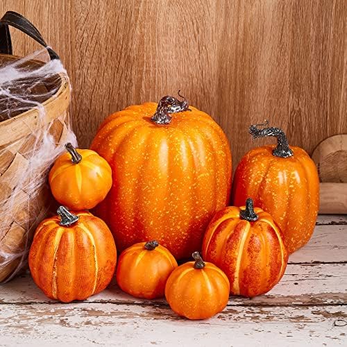 Kayotuas 7Pcs Artificial Pumpkins for Halloween Fall Decor