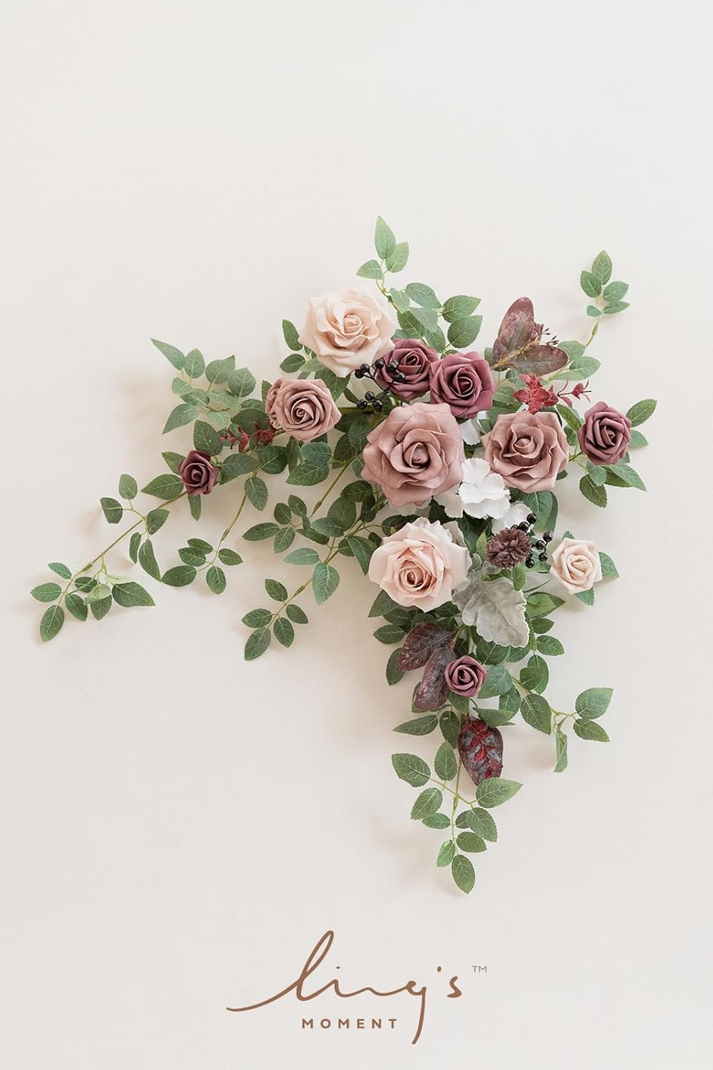 Lings Moment Dusty Rose Mauve Artificial Flower Swag Arch Decor
