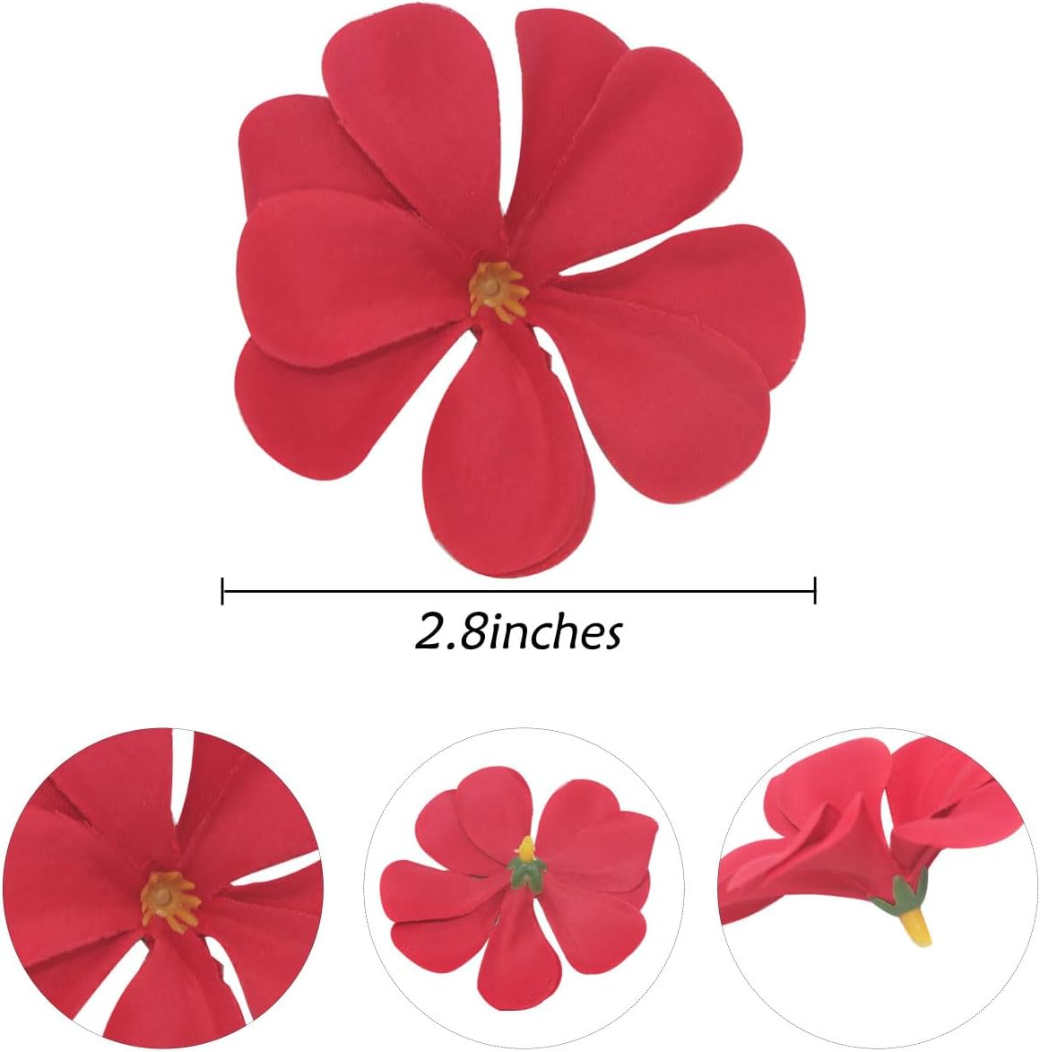 100 Pcs 28 Inch Red Artificial Plumeria Flower Heads