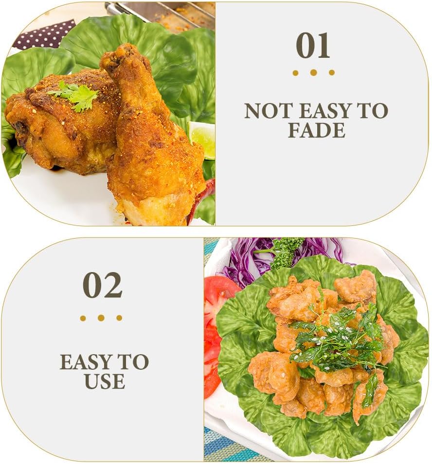 LOGOFUN 5Pcs Artificial Lettuce Leaves Lifelike Decor Props