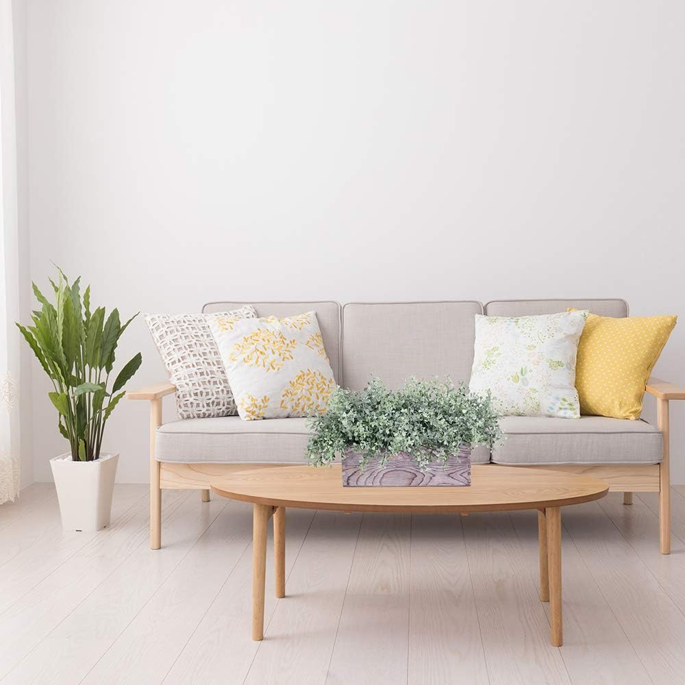 Flocked Eucalyptus Greenery in Rustic Wood Planter Box