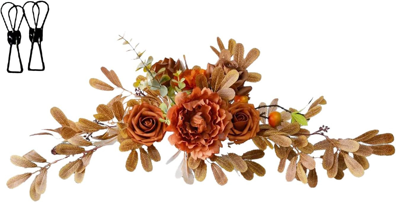 Orange Wedding Rose Artificial Flower Swag for Wedding Arch and Welcome Sign