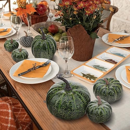 6 Pcs Realistic Fake Halloween Pumpkin Decorations Green