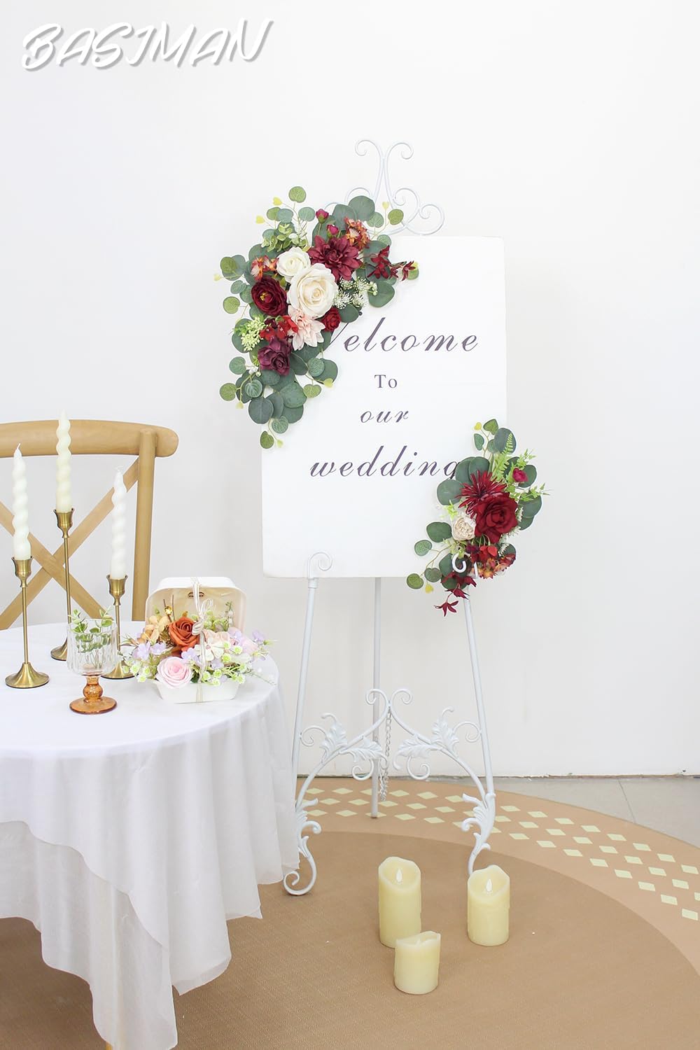 2pcs Wedding Arch Flowers with Cable Ties and Stems