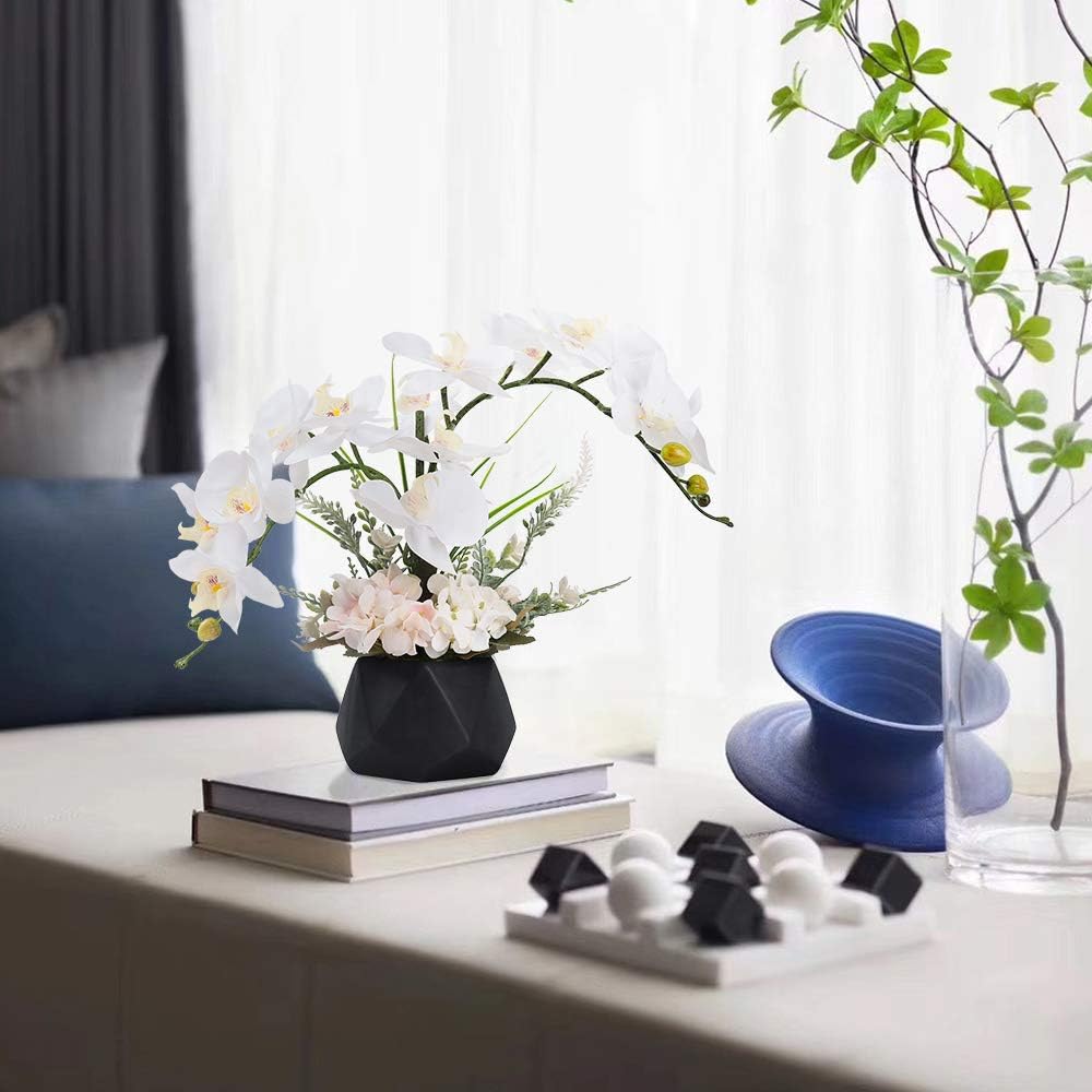 LESING Artificial Orchid Arrangement with Black Vase 1