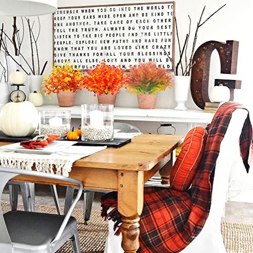 12 Bundles Artificial Fall Flowers UV Resistant Autumn Decor