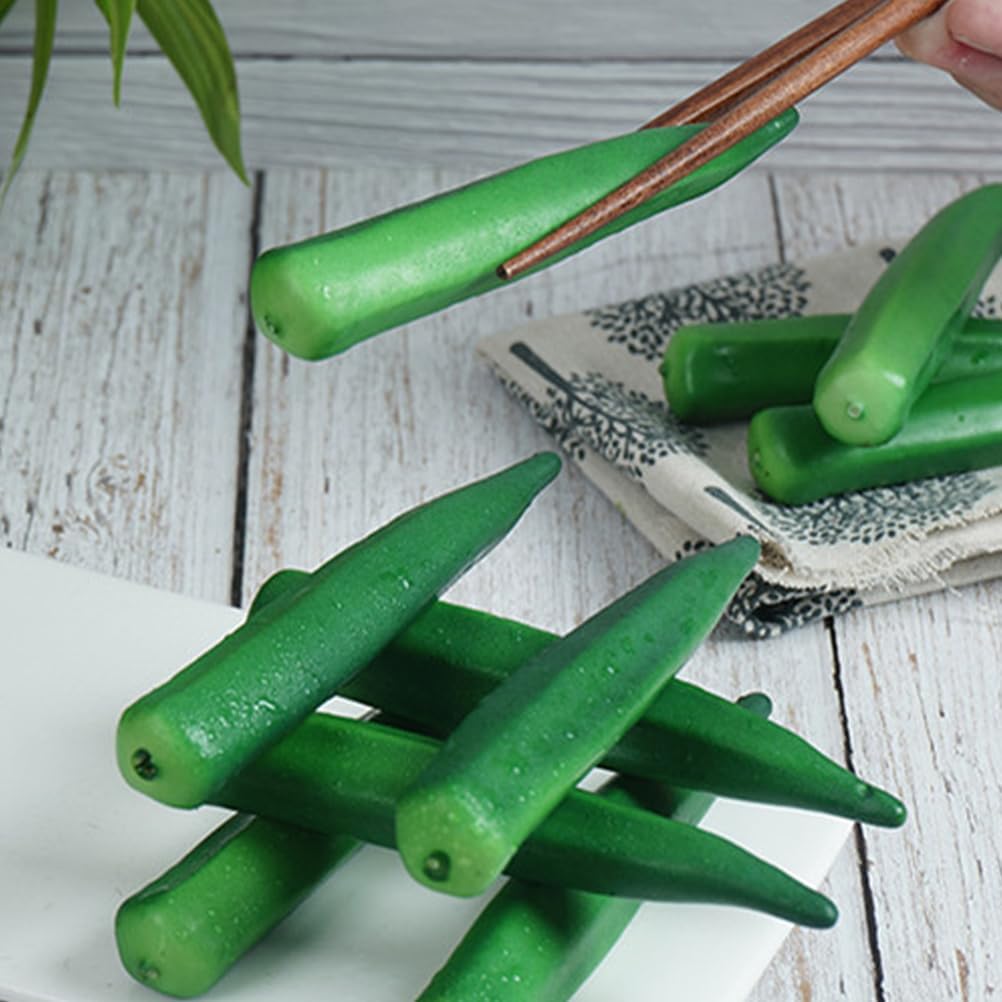 10Pcs Artificial Okra Display Props for Home Decor