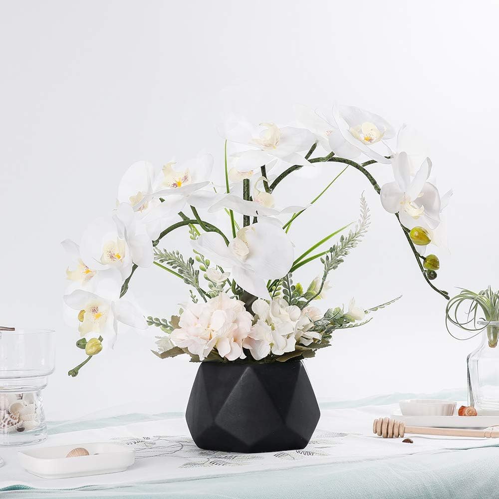 LESING Artificial Orchid Arrangement with Black Vase 1
