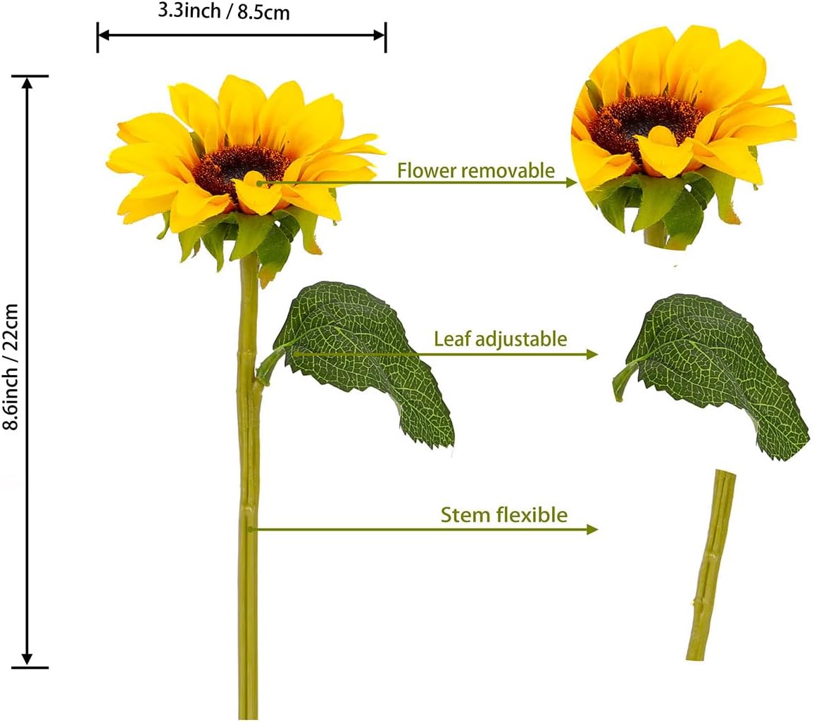 6PCS Artificial Sunflowers Bouquet Faux Flowers for Decor