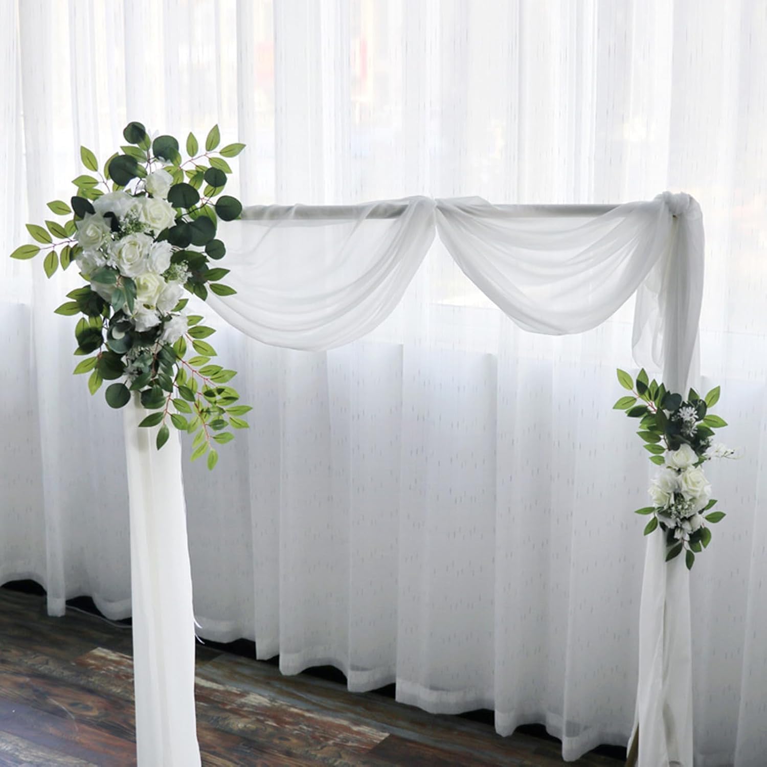 S_SSOY Artificial Wedding Arch Flowers 2 Pack White
