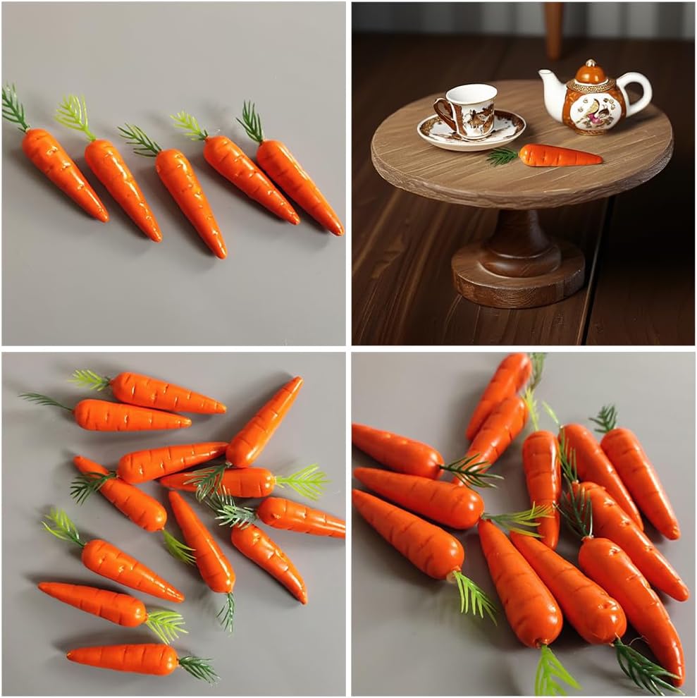 LUOZZY 15 Miniature Lifelike Carrots Artificial Vegetables Decor
