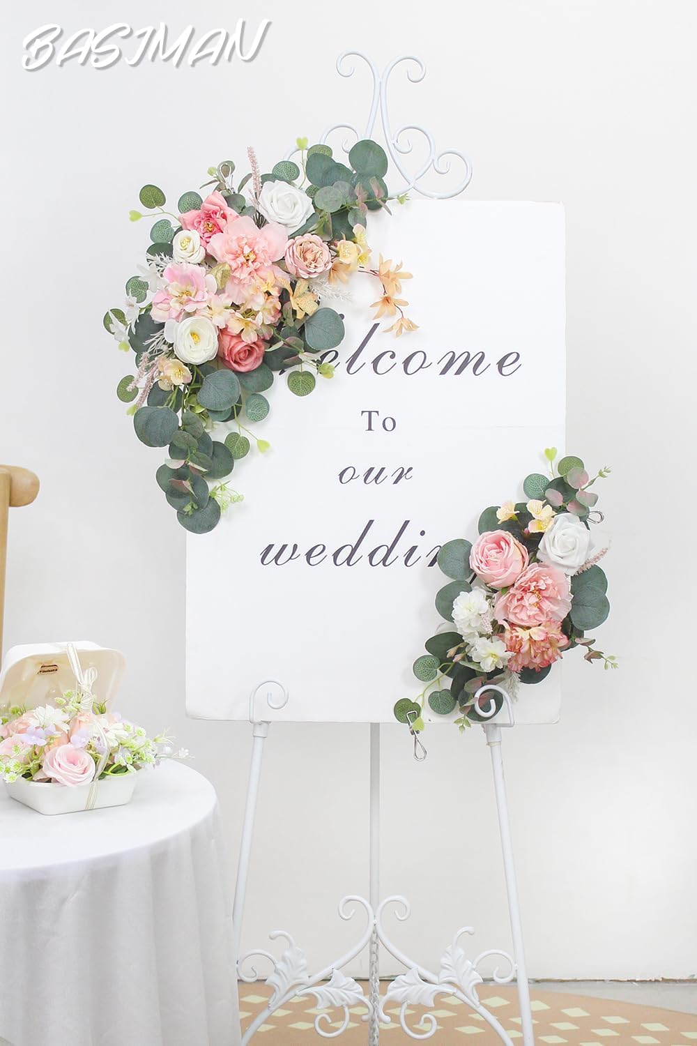 2pcs Deep Pink Wedding Arch Flowers Decorations