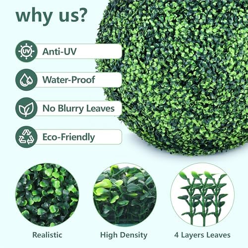 22 Inch 2 Pack Artificial Boxwood Balls Topiary Decor