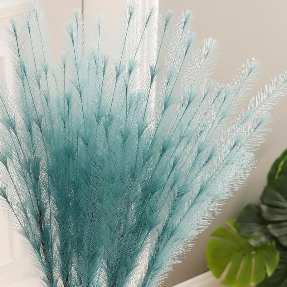UiiziC Faux Pampas Grass 8 PCS 30 Inch Dusty Blue