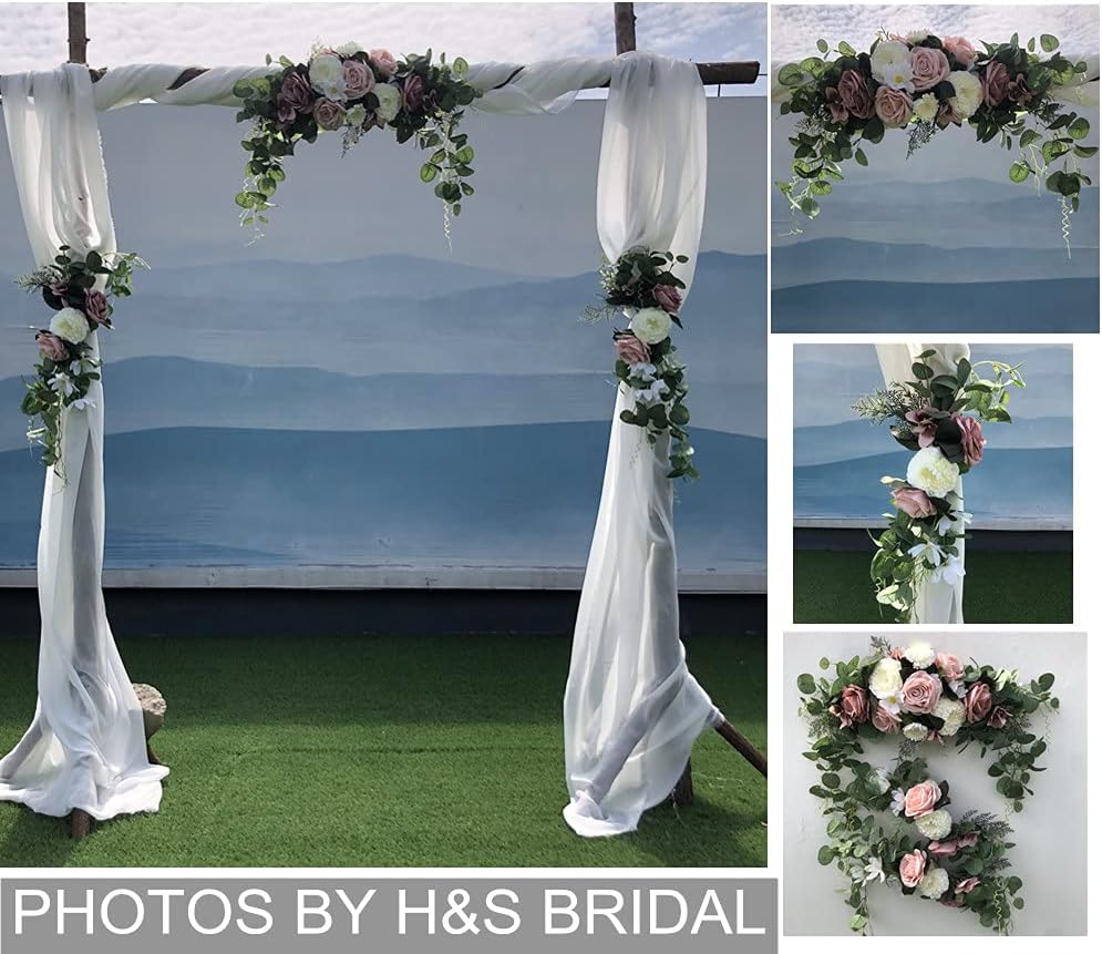 3 Pcs Wedding Arch Flowers Set White Rose Decor
