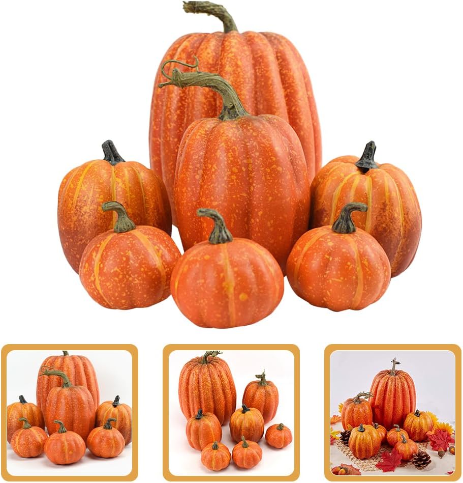 Cabilock Artificial Mini Pumpkins 7pcs Fall Decor