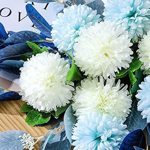 Artificial Flowers and Vases Set with Realistic Hydrangea and Eucalyptus