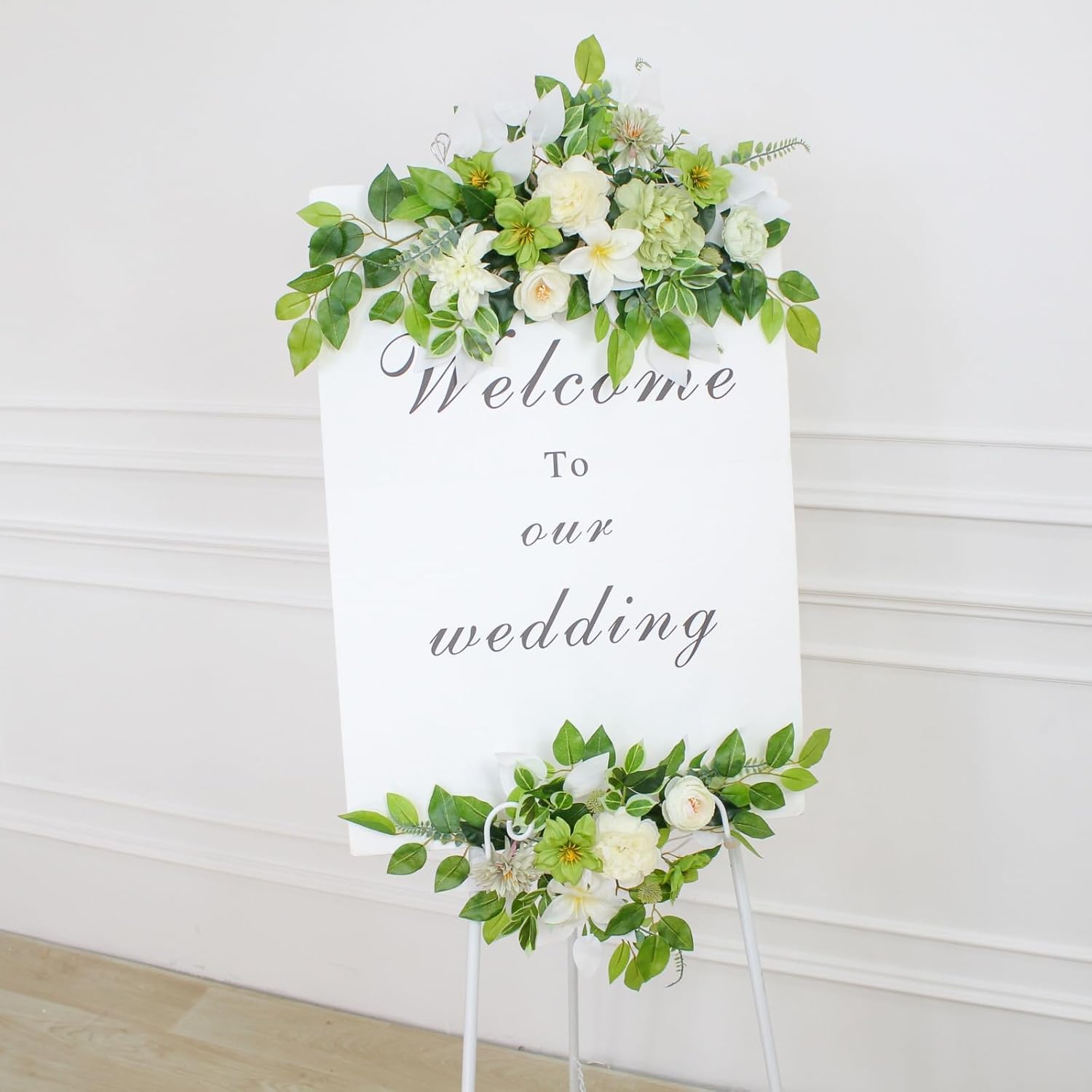 Wedding Arch Flowers Faux Set of 2 Green Decorations