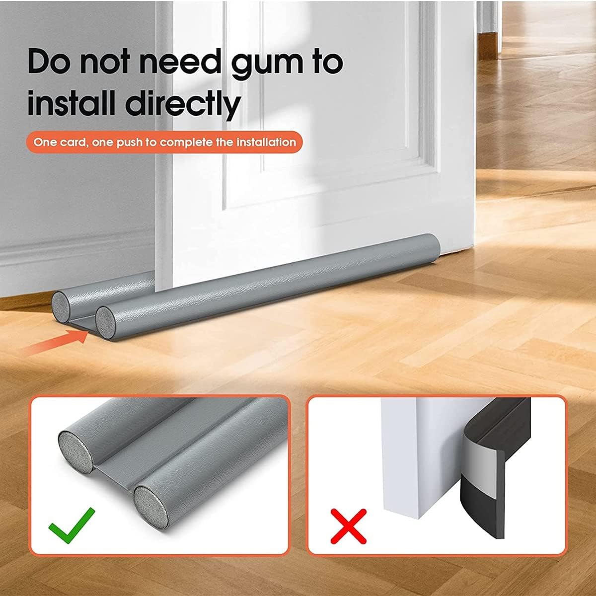 2PCS Door Draft Stopper Thermal Insulation Dustproof Cuttable Washable